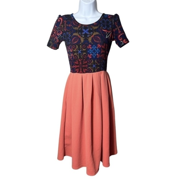 Lularoe Bright Colored Dress With Volume At The Waist Size XS - Picture 10 of 12